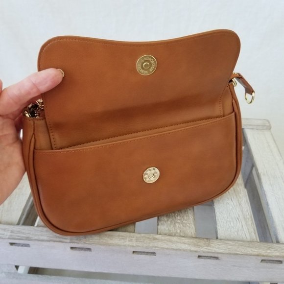 NEW! Brown Faux Leather Purse Shoulder Crossbody Bag w/Detachable Strap - Picture 5 of 14